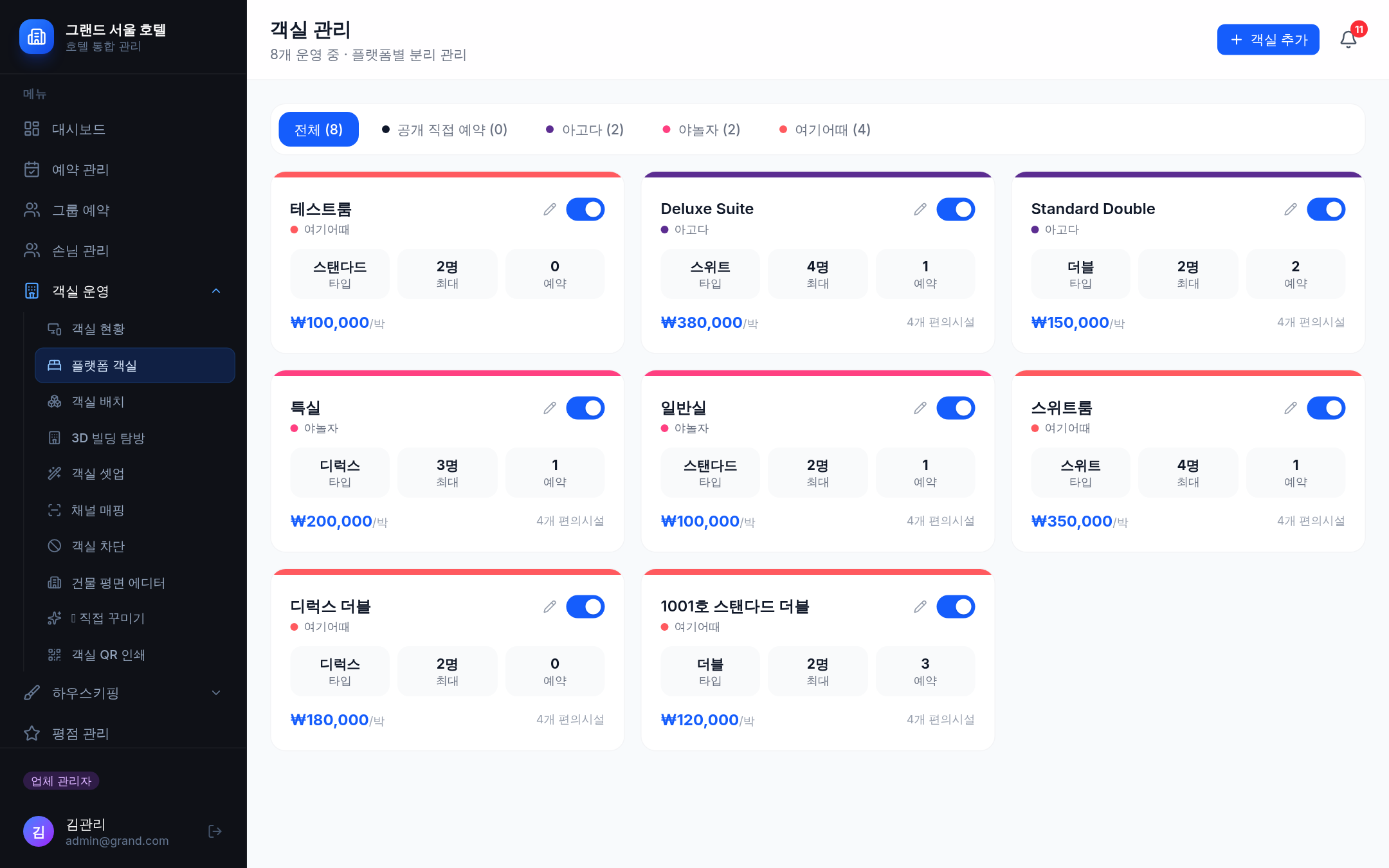 플랫폼 객실